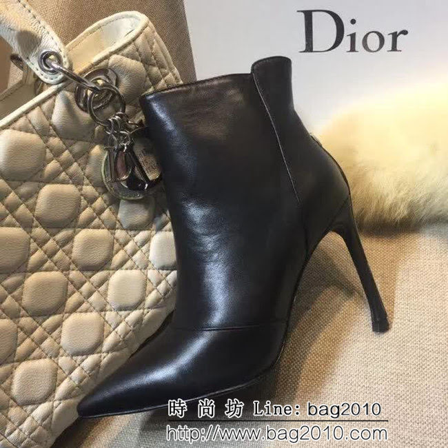 DIOR迪奧 2017春季新款 幸運五角星 尖頭高跟 牛皮女短靴 QZS1870